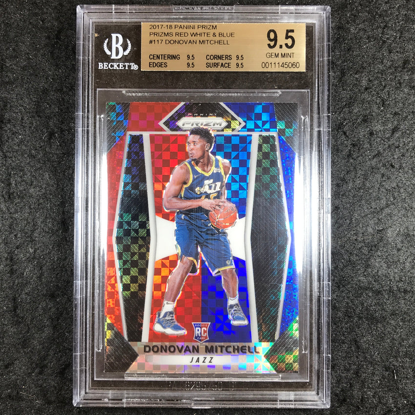2017 Prizm DONOVAN MITCHELL Rookie Red White Blue #117 BGS 9.5 (060)