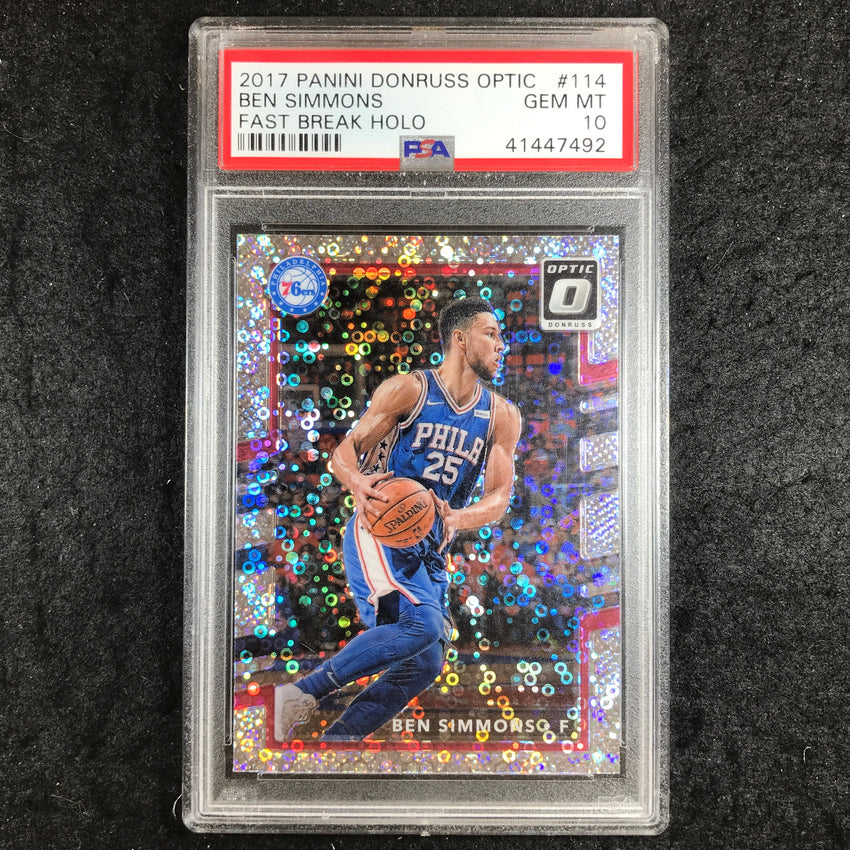 2017 Panini Donruss Optic BEN SIMMONS Fast Break Holo #114 PSA 10 (492)