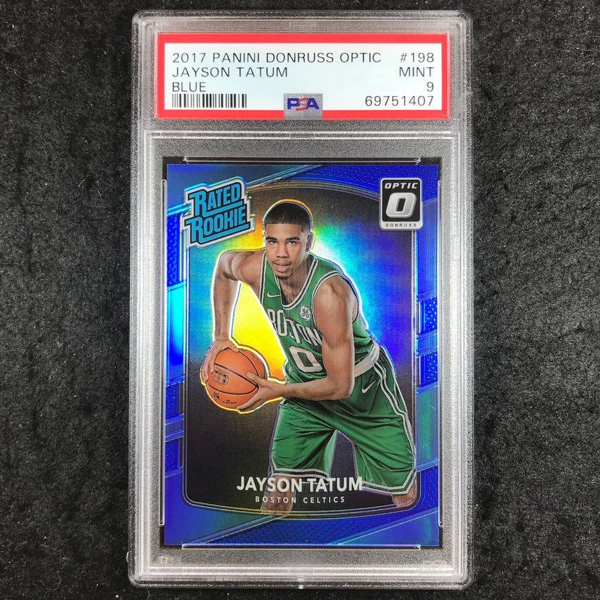 2017 Panini Donruss Optic JAYSON TATUM Rated Rookie Blue 45/49 #198 PSA 9 (407)