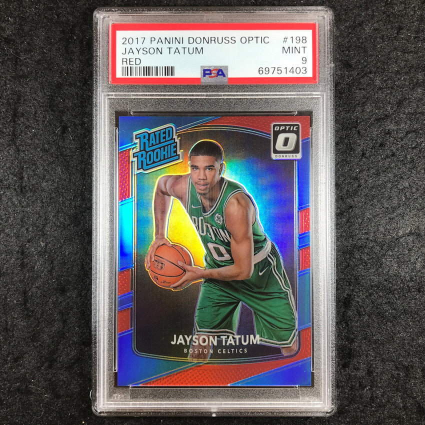 2017 Panini Donruss Optic JAYSON TATUM Rated Rookie Red 61/99 #198 PSA 9 (403)