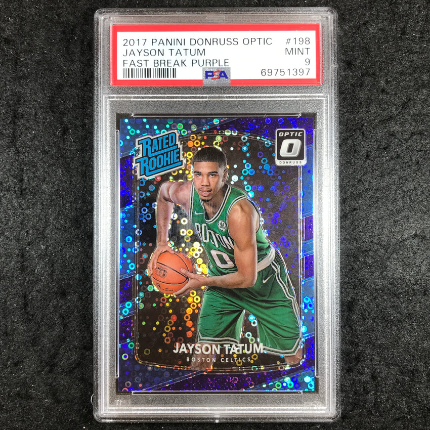 2017 Donruss Optic JAYSON TATUM Rookie Fast Break Purple 141/155 PSA 9 (397)