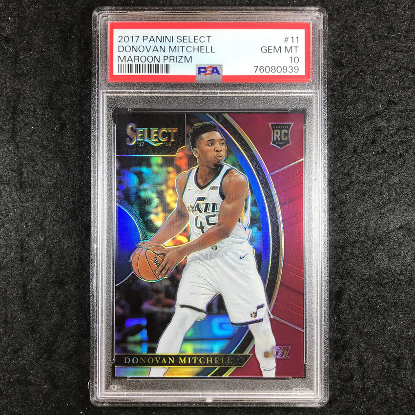 2017 Select DONOVAN MITCHELL Rookie Concourse Maroon 63/199 #11 PSA 10 (939)