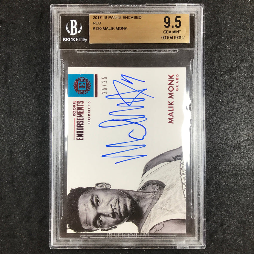 2017 Panini Encased MALIK MONK Rookie Red Auto 25/25 #130 BGS 9.5 (052)