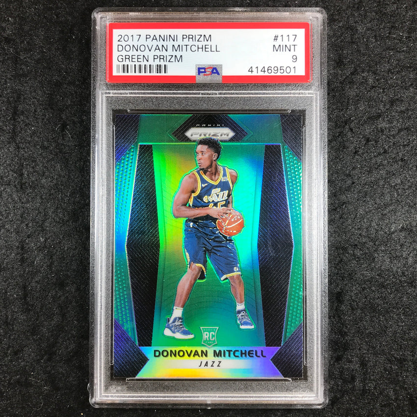 2017 Panini Prizm DONOVAN MITCHELL Rookie Green Prizm #117 PSA 9 (501)