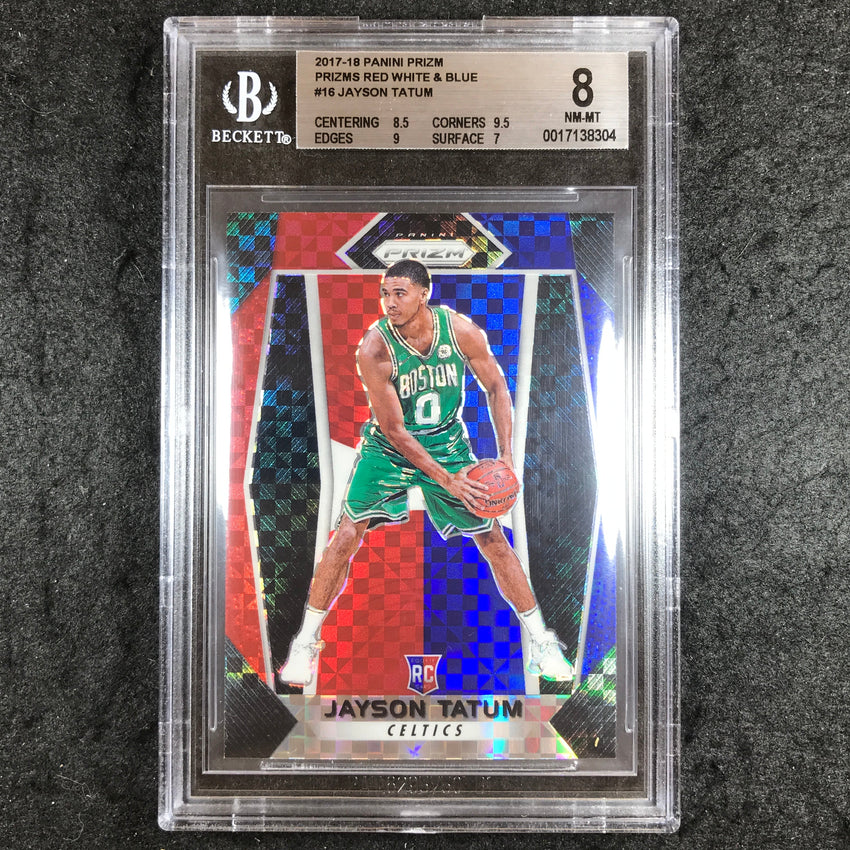 2017 Panini Prizm JAYSON TATUM Rookie Red White & Blue #16 BGS 8 (304)