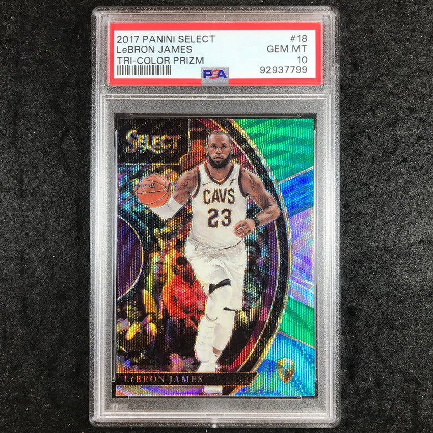 2017 Panini Select LEBRON JAMES Tri-Color Prizm #18 PSA 10 (799)