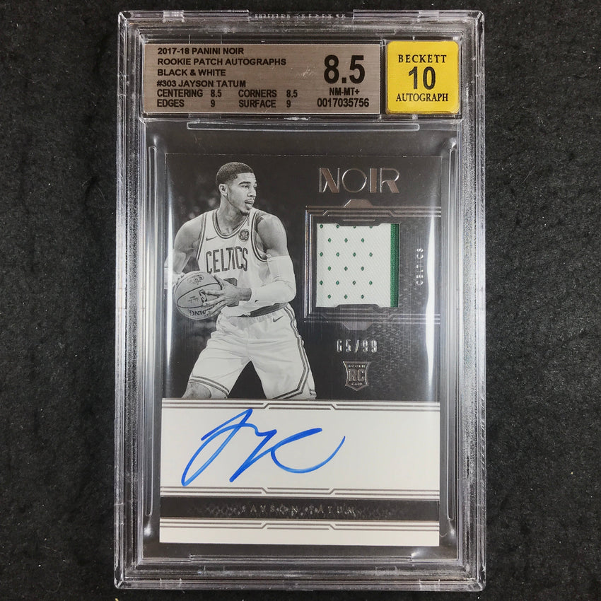 2017 Noir JAYSON TATUM Rookie Patch Auto Black White 65/99 #303 BGS 8.5 (756)