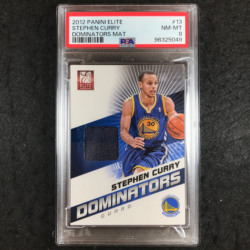 2012 Panini STEPHEN CURRY Dominators Materials Base #13 PSA 8 (049)
