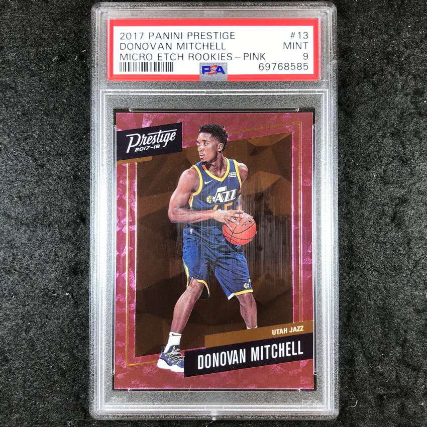 2017 Prestige DONOVAN MITCHELL Micro Etch Rookies Pink 3/10 #13 PSA 9 (585)