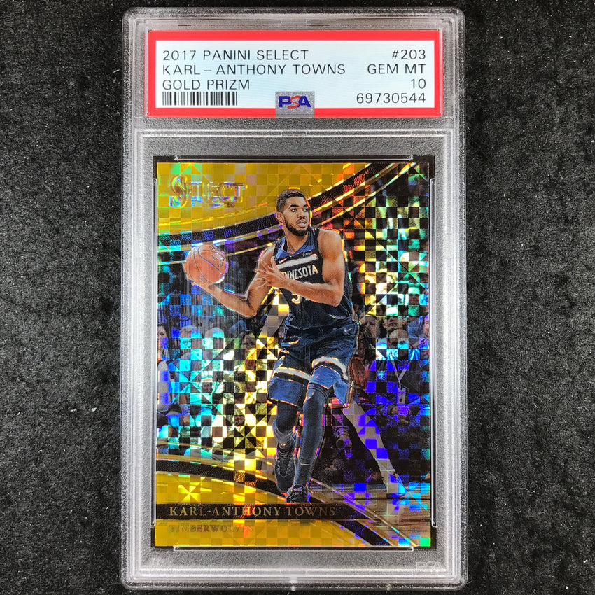 2017 Panini Select KARL-ANTHONY TOWNS Courtside Gold 6/10 #203 PSA 10 (544)