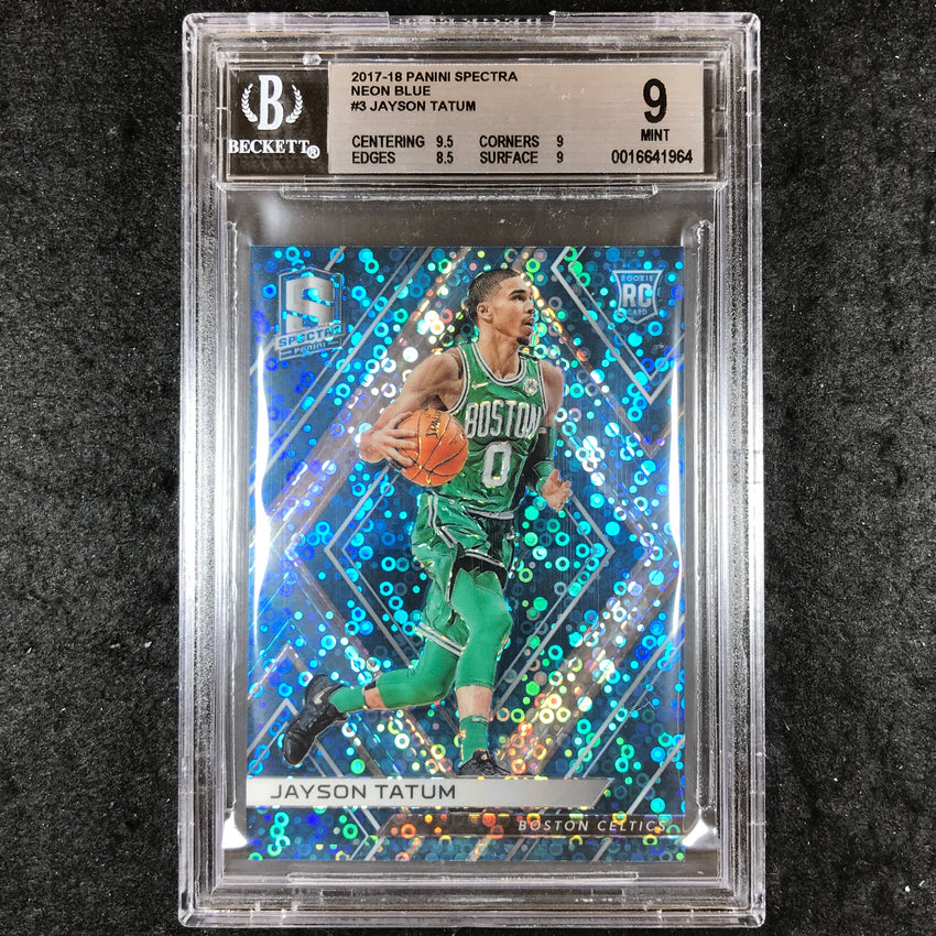 2017 Panini Spectra JAYSON TATUM Rookie Neon Blue 23/99 #3 BGS 9 (964)