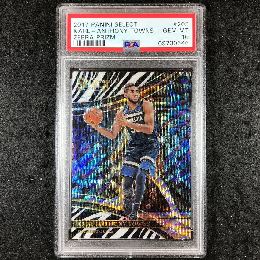 2017 Panini Select KARL-ANTHONY TOWNS Zebra Prizm #203 PSA 10 (546)