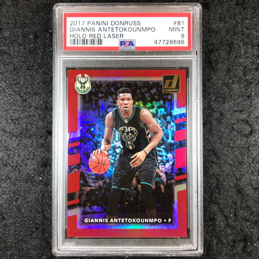 2017 Panini Donruss GIANNIS ANTETKOUNMPO Holo Red Laser 34/99 #81 PSA 9 (686)