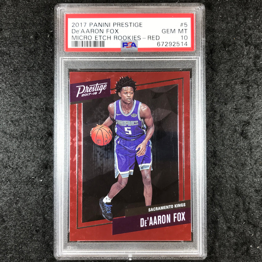 2017 Panini Prestige DE'AARON FOX Micro Etch Rookies Red #5 PSA 10 (514)