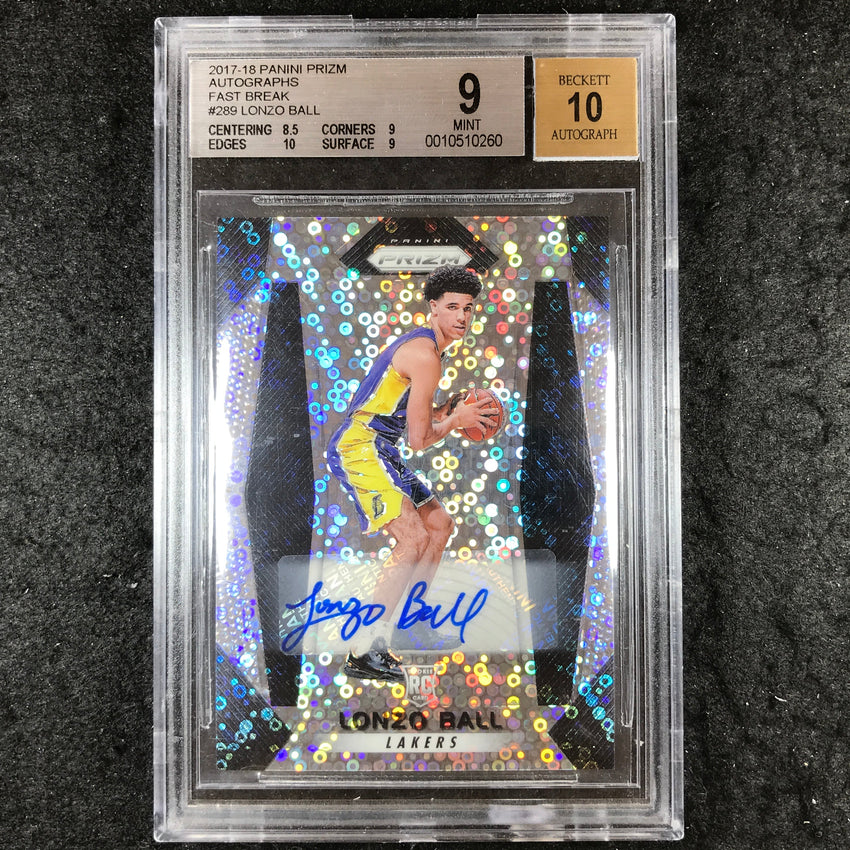 2017 Panini Prizm LONZO BALL Rookie Fast Break Auto #289 BGS 9/10 (260)