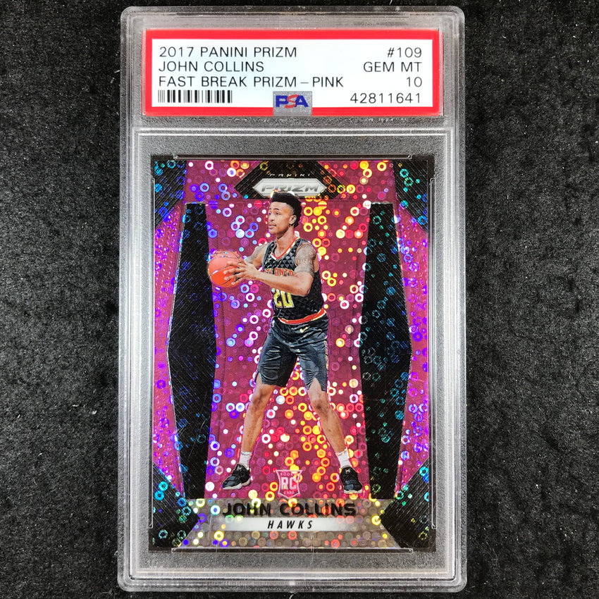 2017 Panini Prizm JOHN COLLINS Rookie Fast Break Pink 5/50 #109 PSA 10 (641)