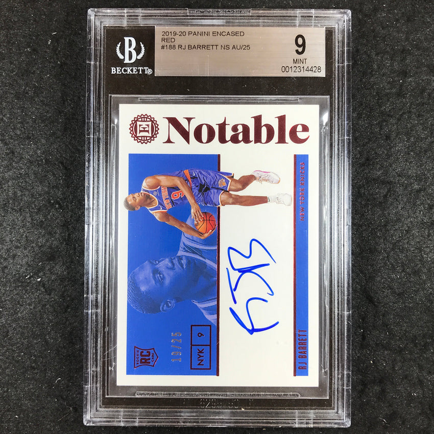 2019 Panini Encased RJ BARRETT Notable Rookie Auto Red 19/25 #188 BGS 9 (428)
