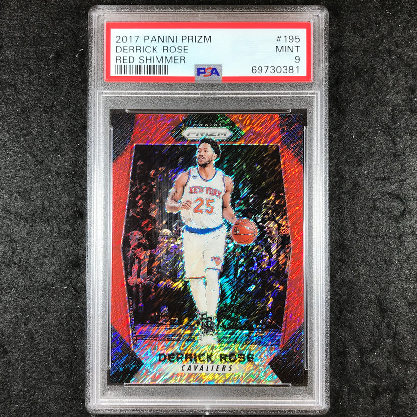 2017 Panini Prizm DERRICK ROSE Red Shimmer 4/8 #195 PSA 9 (381)