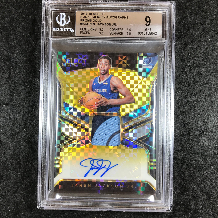 2018 Select JAREN JACKSON JR. Rookie Jersey Auto Gold 3/10 #8 BGS 9 (042)