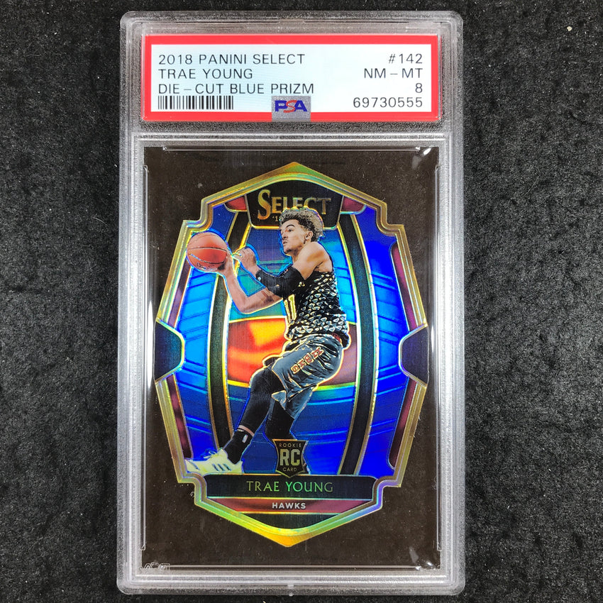 2018 Panini Select TRAE YOUNG Rookie Die-Cut Blue 241/249 #142 PSA 8 (555)