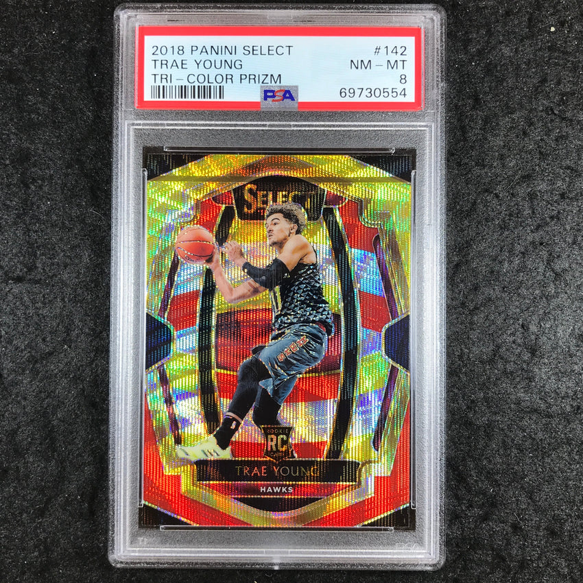 2018 Panini Select TRAE YOUNG Rookie Tri-Color Prizm #142 PSA 8 (554)