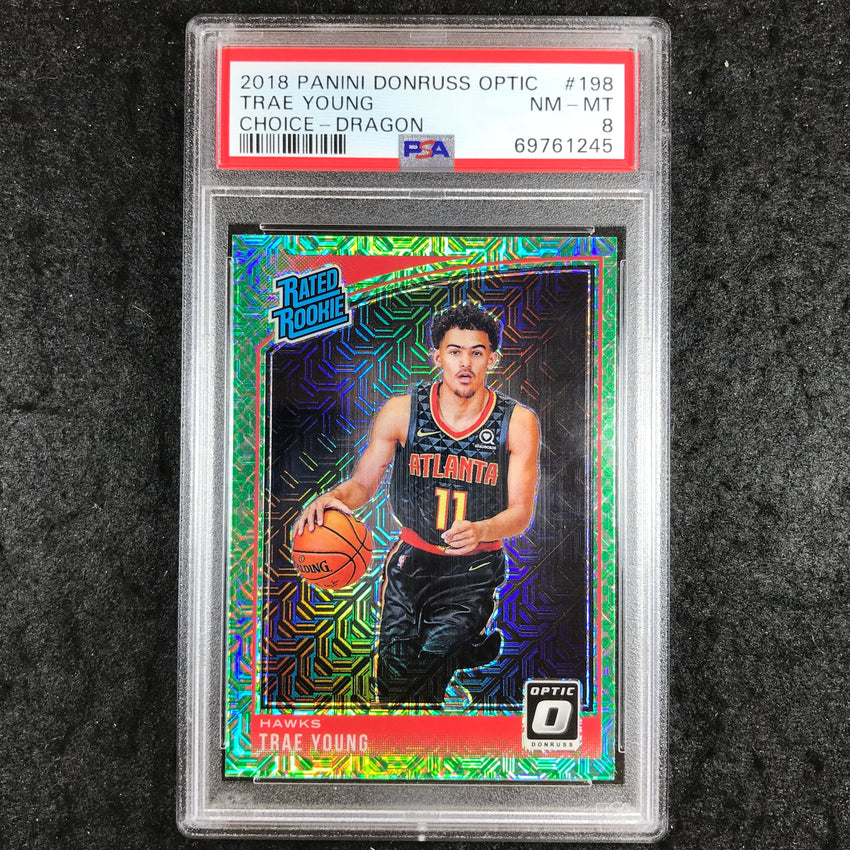 2018 Panini Donruss Optic TRAE YOUNG Rated Rookie Choice Dragon #198 PSA 8 (245)