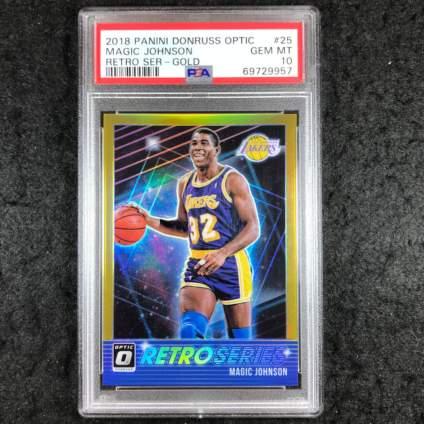 2018 Panini Donruss Optic MAGIC JOHNSON Retro Series Gold 5/10 #25 PSA 10 (957)