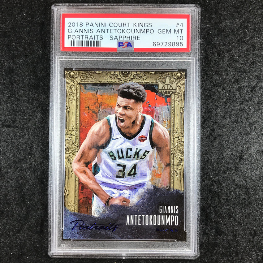 2018 Court Kings GIANNIS ANTETOKOUNMPO Portraits Sapphire 8/25 #4 PSA 10 (895)