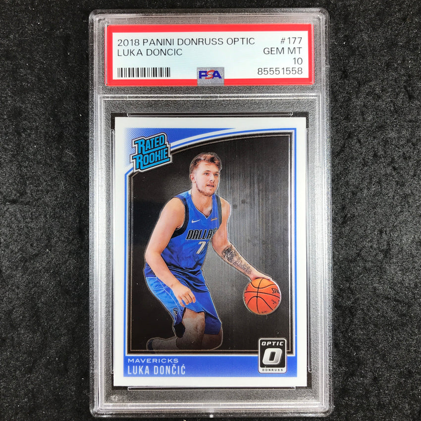 2018 Optic LUKA DONCIC Rated Rookie Base #177 PSA 10 (558)