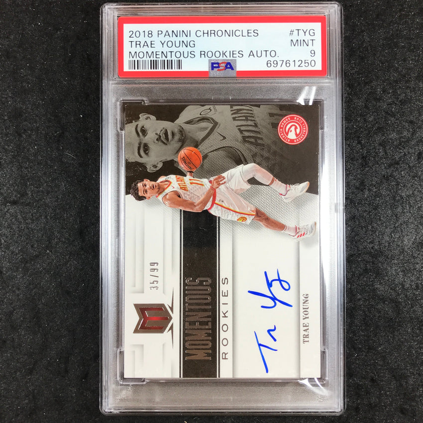 2018 Chronicles TRAE YOUNG Momentous Rookies Autographs 35/99 #TYG PSA 9 (250)
