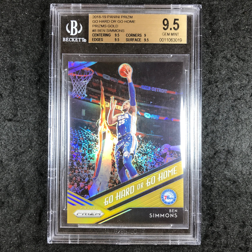 2018 Prizm BEN SIMMONS Go Hard or Go Home Prizms Gold 10/10 #8 BGS 9.5 (019)