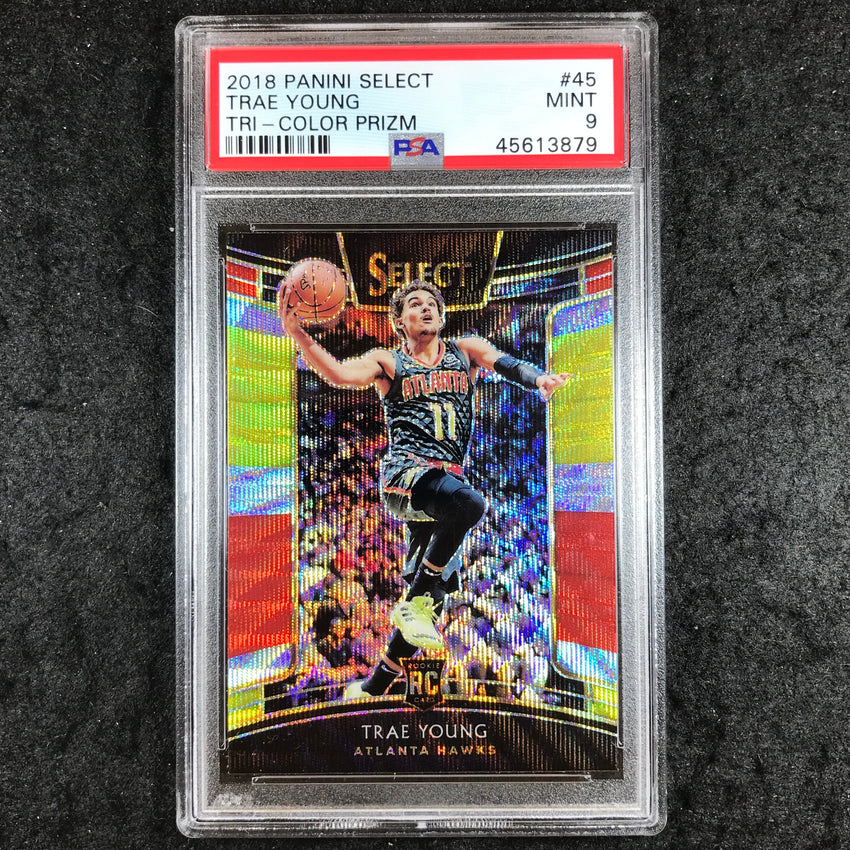2018 Panini Select TRAE YOUNG Rookie Tri-Color Prizm #45 PSA 9 (879)