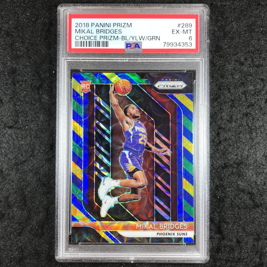 2018 Panini Prizm MIKAL BRIDGES Rookie Choice Blue Yellow Green #289 PSA 6 (353)