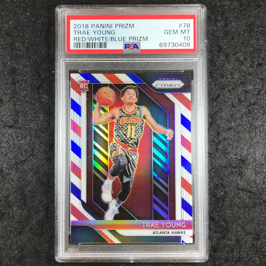 2018 Prizm TRAE YOUNG Rookie Red White & Blue #78 PSA 10 (408)