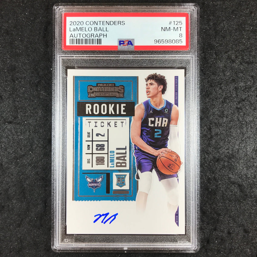 2020 Panini Contenders LAMELO BALL Rookie Ticket Autograph #125 PSA 8 (085)
