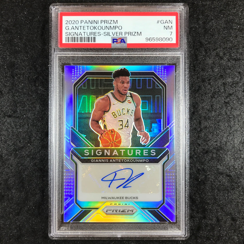 2020 Panini Prizm GIANNIS ANTETOKOUNMPO Signatures Auto Silver #GAN PSA 7 (090)