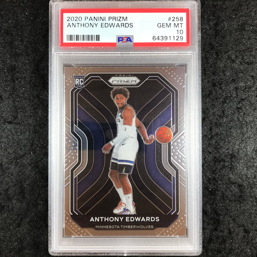 2020 Prizm ANTHONY EDWARDS Rookie Base #258 PSA 10 (129)