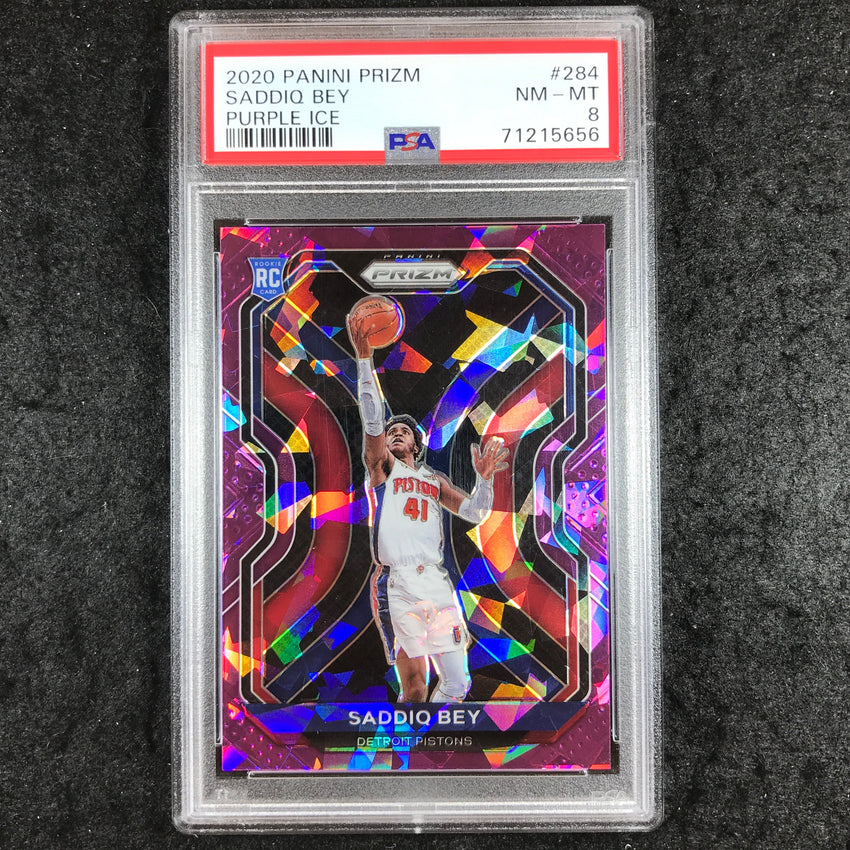 2020 Panini Prizm SADDIQ BEY Rookie Purple Ice 87/175 #284 PSA 8 (656)