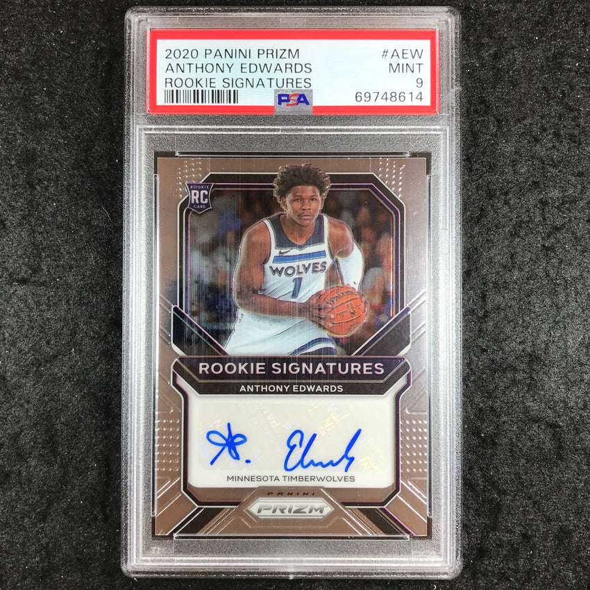 2020 Panini Prizm ANTHONY EDWARDS Rookie Signatures Auto #AEW PSA 9 (614)