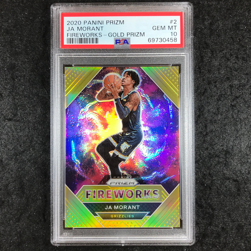 2020 Panini Prizm JA MORANT Fireworks Gold 10/10 #2 PSA 10 (458)