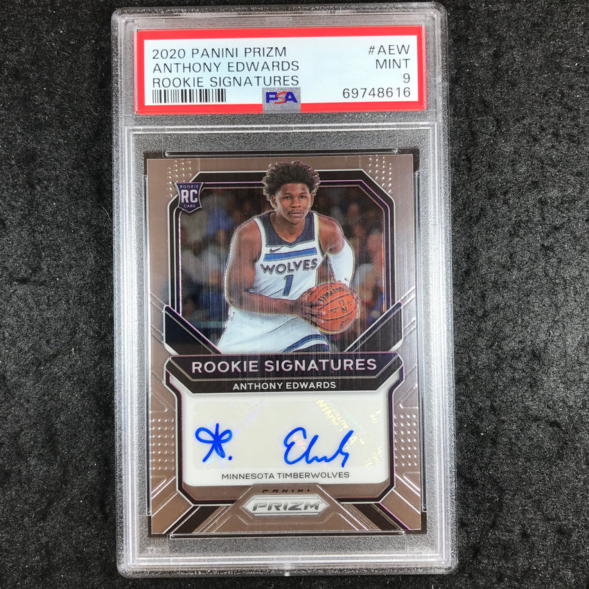 2020 Panini Prizm ANTHONY EDWARDS Rookie Signatures Auto #AEW PSA 9 (616)