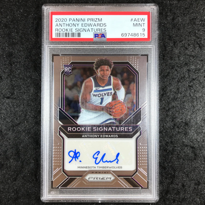 2020 Panini Prizm ANTHONY EDWARDS Rookie Signatures Auto #AEW PSA 9 (615)