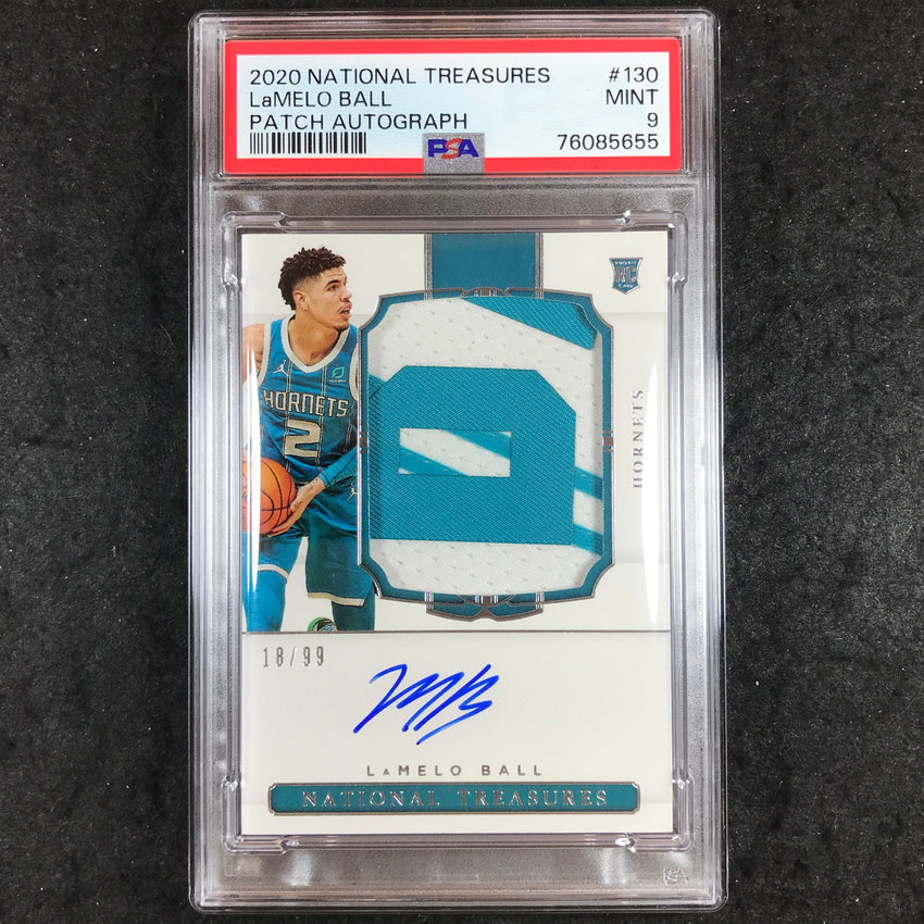 2020 National Treasures LAMELO BALL Rookie Patch Autograph 18/99 PSA 9 (655)