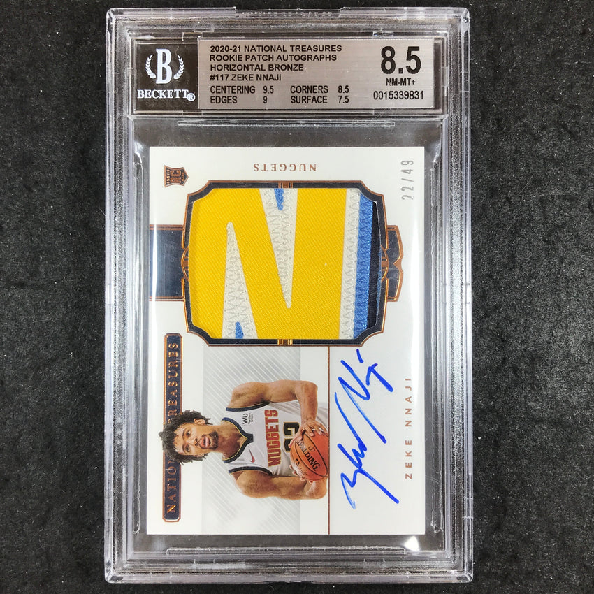2020 National Treasures ZEKE NNAJI Rookie Patch Auto 22/49 #117 BGS 8.5 (831)