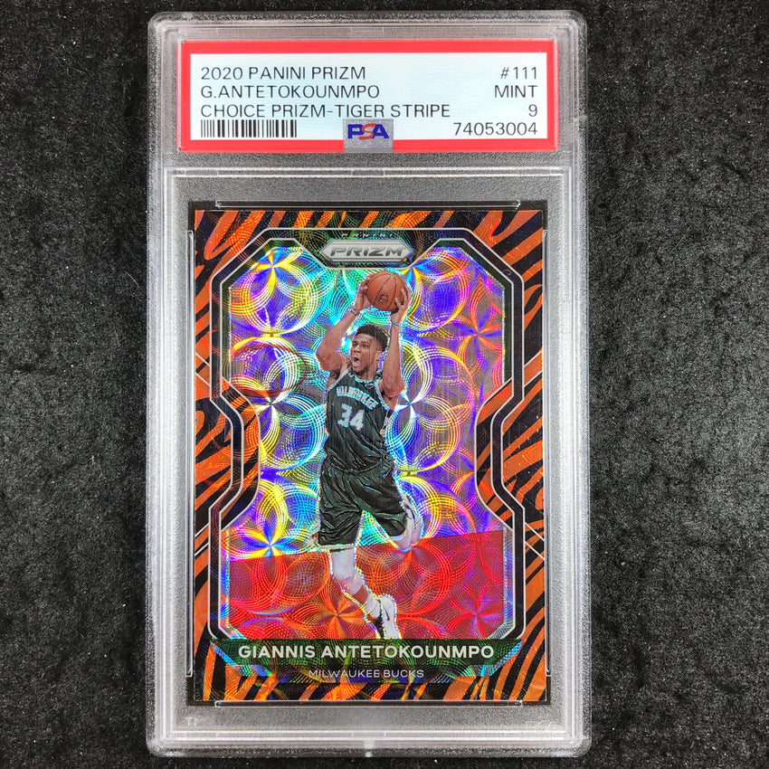2020 Panini Prizm GIANNIS ANTETOKOUNMPO Choice Tiger Stripe #111 PSA 9 (004)