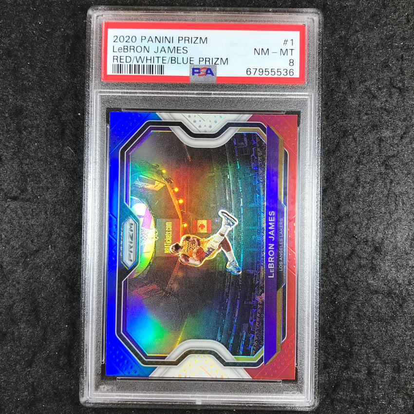 2020 Panini Prizm LEBRON JAMES Red White Blue #1 PSA 8 (536)