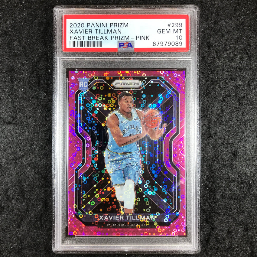 2020 Panini Prizm XAVIER TILLMAN Rookie Fast Break Pink 23/50 #299 PSA 10 (089)