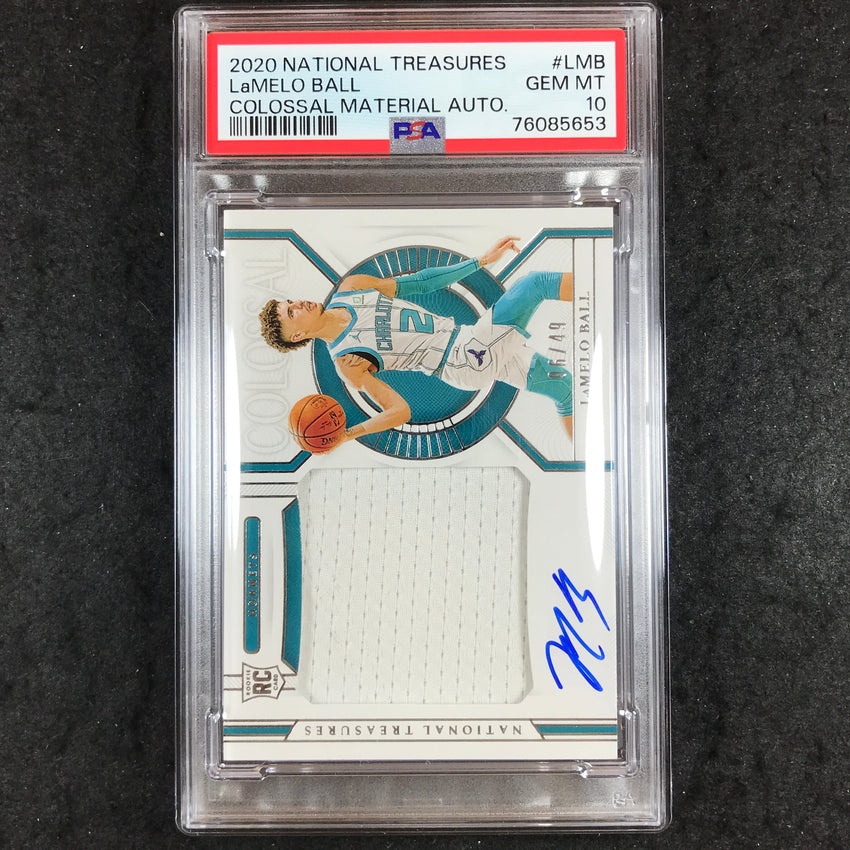 2020 National Treasures LAMELO BALL Colossal Rookie Auto 6/49 #LMB PSA 10 (653)