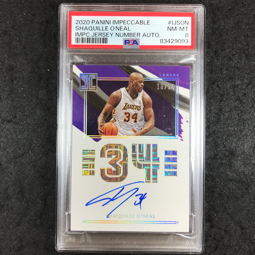 2020 Impeccable SHAQUILLE O'NEAL Jersey Number Auto 10/34 #IJSON PSA 8 (093)