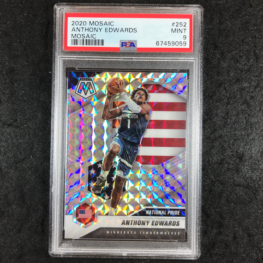 2020 Panini Mosaic ANTHONY EDWARDS Rookie National Pride Mosaic #252 PSA 9 (059)